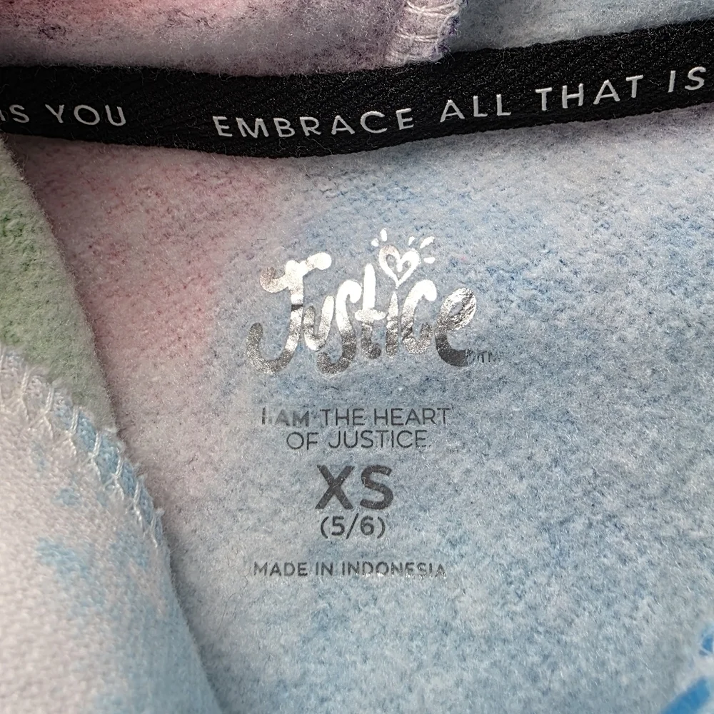 Justice Rainbow Hoodie- Vibrant, Colorful, & Bright- Size XS (5/6)